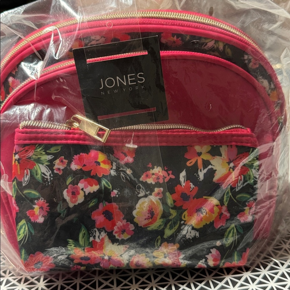 Jones New York Floral Print Cosmetic Bag Trio
